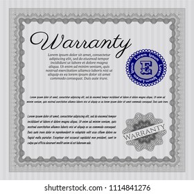 Grey Retro Warranty Certificate template. With great quality guilloche pattern. Detailed. Superior design. 