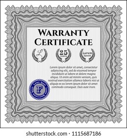 Grey Retro Warranty Certificate template. Lovely design. Detailed. With quality background. 