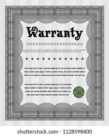 Grey Retro Warranty Certificate template. With complex background. Money style design. Detailed. 