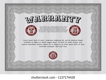 Grey Retro Warranty Certificate template. Sophisticated design. With complex linear background. Customizable, Easy to edit and change colors. 