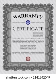 Grey Retro Warranty Certificate template. With guilloche pattern. Money style design. Detailed. 