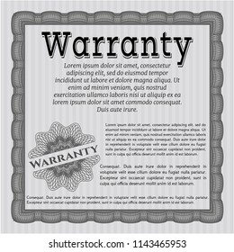 Grey Retro Warranty Certificate template. Excellent design. With linear background. Detailed. 