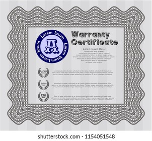 Grey Retro Warranty Certificate template. Customizable, Easy to edit and change colors. With quality background. Perfect design. 