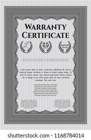 Grey Retro Warranty Certificate template. Customizable, Easy to edit and change colors. Easy to print. Perfect design. 