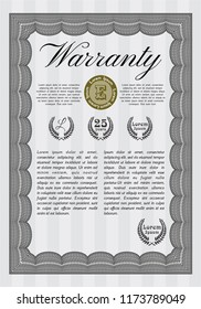 Grey Retro Warranty Certificate template. Vector illustration. With complex background. Elegant design. 