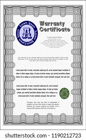 Grey Retro Warranty Certificate template. Beauty design. With linear background. Customizable, Easy to edit and change colors. 