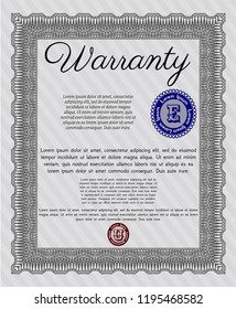 Grey Retro Warranty Certificate template. Vector illustration. Complex background. Good design. 