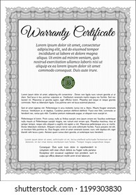 Grey Retro Warranty Certificate template. With great quality guilloche pattern. Detailed. Retro design. 