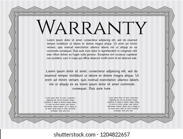 Grey Retro Warranty Certificate template. Perfect design. With complex linear background. Detailed. 