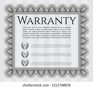 Grey Retro Warranty Certificate template. With guilloche pattern. Retro design. Vector illustration. 