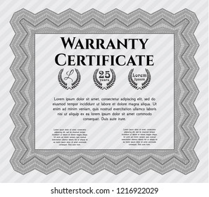 Grey Retro Warranty Certificate template. Easy to print. Detailed. Elegant design. 