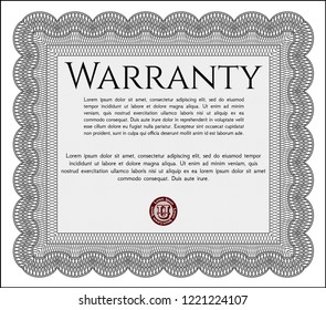 Grey Retro Warranty Certificate template. Artistry design. With complex linear background. Customizable, Easy to edit and change colors. 