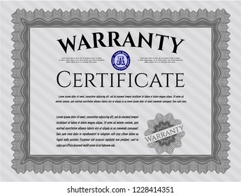 Grey Retro Warranty Certificate template. With quality background. Detailed. Cordial design. 