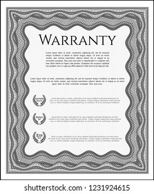 Grey Retro Warranty Certificate template. Customizable, Easy to edit and change colors. With great quality guilloche pattern. Modern design. 