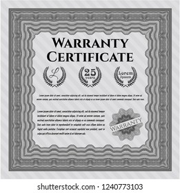 Grey Retro Warranty Certificate template. Money style design. With great quality guilloche pattern. Detailed. 