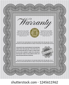 Grey Retro Warranty Certificate template. With guilloche pattern. Cordial design. Customizable, Easy to edit and change colors. 