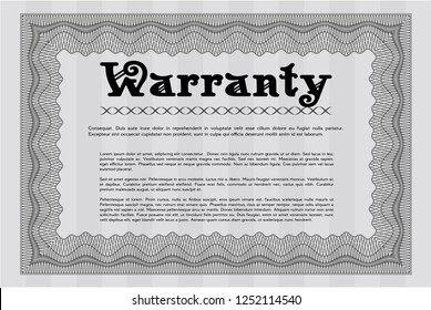 Grey Retro Warranty Certificate template. With complex background. Detailed. Sophisticated design. 