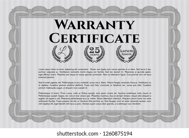 Grey Retro Warranty Certificate template. With background. Customizable, Easy to edit and change colors. Cordial design. 