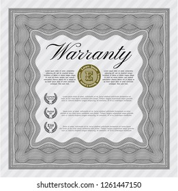 Grey Retro Warranty Certificate template. Money Pattern design. With guilloche pattern. Detailed. 
