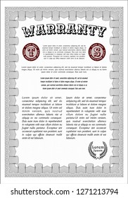 Grey Retro Warranty Certificate template. Customizable, Easy to edit and change colors. With guilloche pattern. Excellent design. 