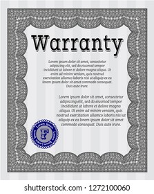 Grey Retro Warranty Certificate template. With complex linear background. Customizable, Easy to edit and change colors. Modern design. 