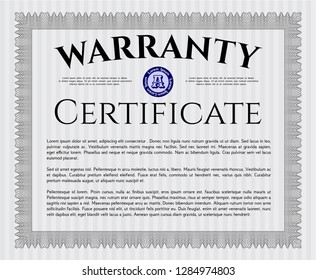 Grey Retro Warranty Certificate template. Detailed. With guilloche pattern. Artistry design. 
