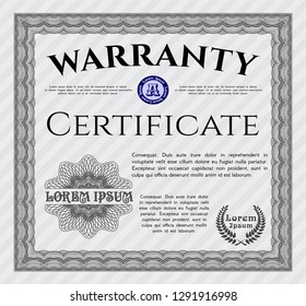 Grey Retro Warranty Certificate template. Excellent design. Customizable, Easy to edit and change colors. Complex background. 