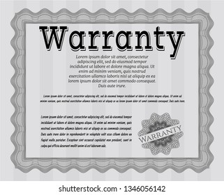 Grey Retro Warranty Certificate template. With guilloche pattern and background. Money Pattern design. Detailed. 