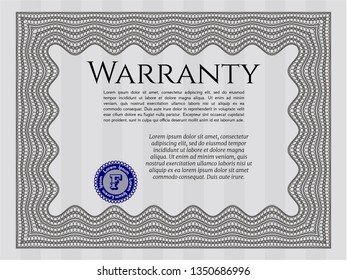 Grey Retro Warranty Certificate template. With guilloche pattern and background. Detailed. Artistry design. 