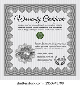 Grey Retro Warranty Certificate template. Money Pattern. Easy to print. Customizable, Easy to edit and change colors. 