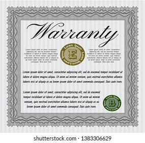 Grey Retro Warranty Certificate template. Money Pattern. Vector illustration. With quality background. 