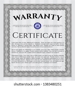 Grey Retro Warranty Certificate template. With linear background. Customizable, Easy to edit and change colors. Nice design. 