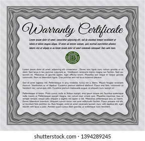 Grey Retro Warranty Certificate template. Money design. Customizable, Easy to edit and change colors. With guilloche pattern and background. 