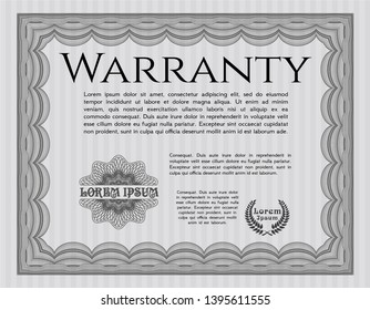 Grey Retro Warranty Certificate template. Easy to print. Detailed. Money style design. 