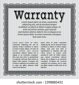 Grey Retro Warranty Certificate template. Elegant design. With guilloche pattern. Detailed. 