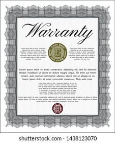Grey Retro Warranty Certificate template. With great quality guilloche pattern. Vector illustration. Money Pattern design. 