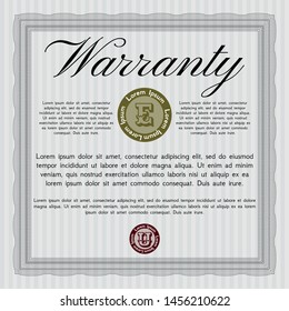 Grey Retro Warranty Certificate template. Lovely design. Printer friendly. Detailed. 