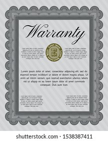 Grey Retro Warranty Certificate template. With linear background. Customizable, Easy to edit and change colors. Beauty design. 