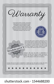 Grey Retro Warranty Certificate template. With linear background. Superior design. Detailed. 