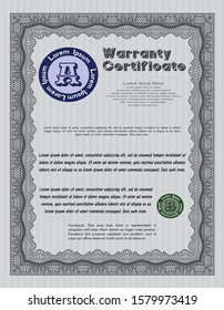 Grey Retro Warranty Certificate template. Complex background. Customizable, Easy to edit and change colors. Superior design. 