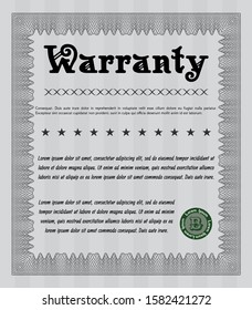 Grey Retro Warranty Certificate template. Printer friendly. Money Pattern. Customizable, Easy to edit and change colors. 