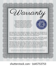 Grey Retro Warranty Certificate template. With guilloche pattern. Customizable, Easy to edit and change colors. Money design. 