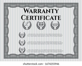 Grey Retro Warranty Certificate template. Cordial design. Customizable, Easy to edit and change colors. With quality background. 