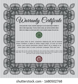 Grey Retro Warranty Certificate template. Beauty design. Complex background. Detailed. 