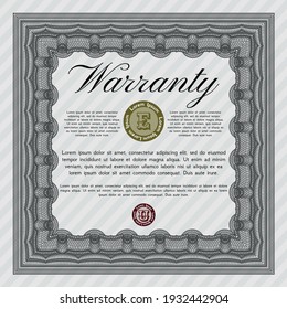 Grey Retro Warranty Certificate template. Elegant design.  With guilloche pattern.  Customizable, Easy to edit and change colors. 
