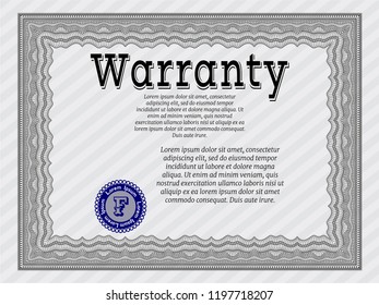 Grey Retro Warranty template. With background. Elegant design. Customizable, Easy to edit and change colors. 