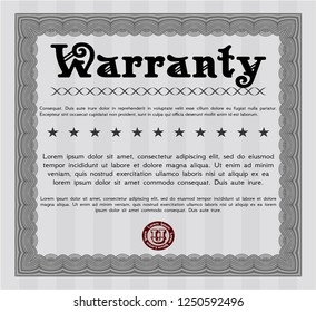 Grey Retro Warranty template. With background. Detailed. Retro design. 
