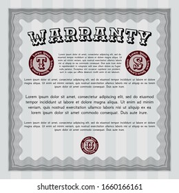 Grey Retro Warranty template. With background. Money Pattern design. Detailed. 