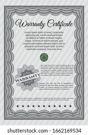 Grey Retro Warranty template. With background. Vector illustration. Beauty design. 