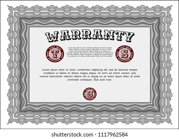 Grey Retro Warranty template. Complex background. Modern design. Vector illustration. 